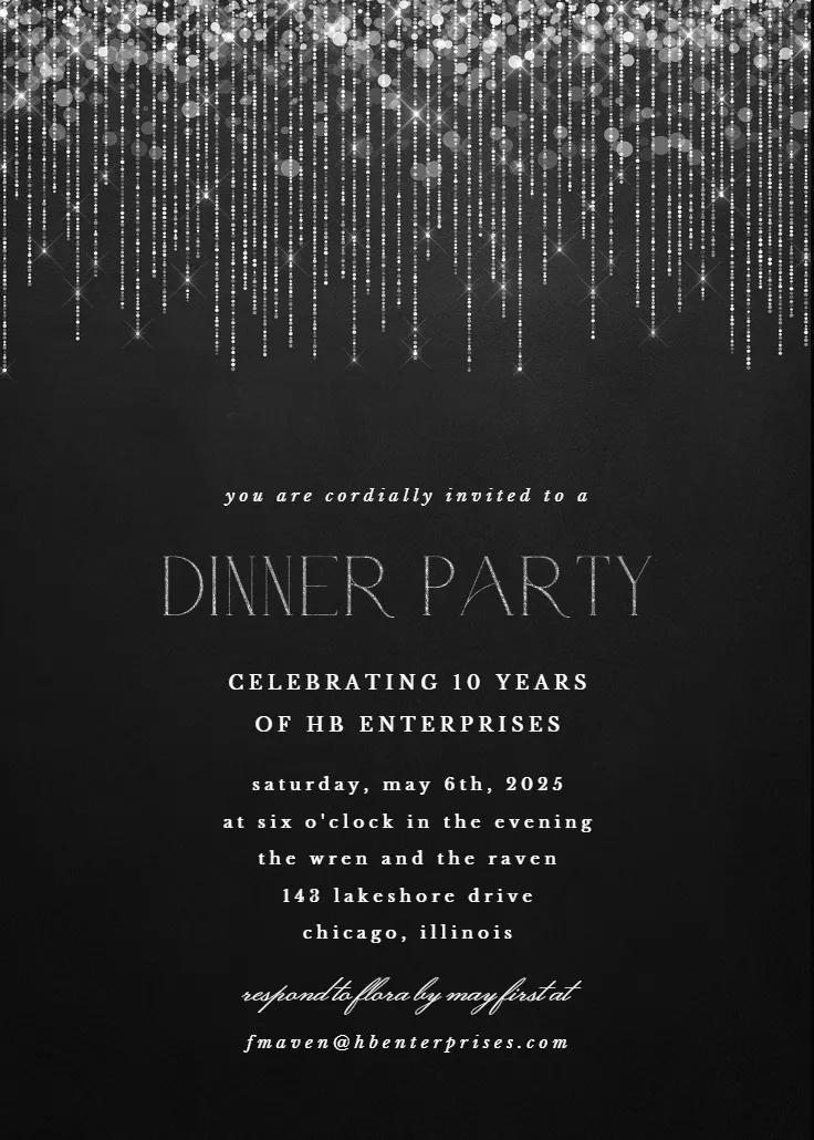 White string lights - akşam yemeği davetiyesi